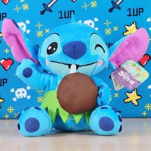 Disney Hawaiian Stitch with Coconut Drink 6" Feed Me Series UltraSoft Plush NWT